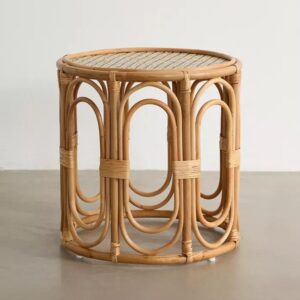 Natural Rattan Round Side Table / Garden & Lounge Accent Table