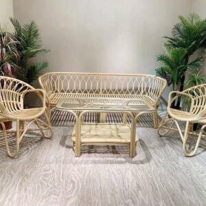 Handmade Rattan Sofa Set with Center Table